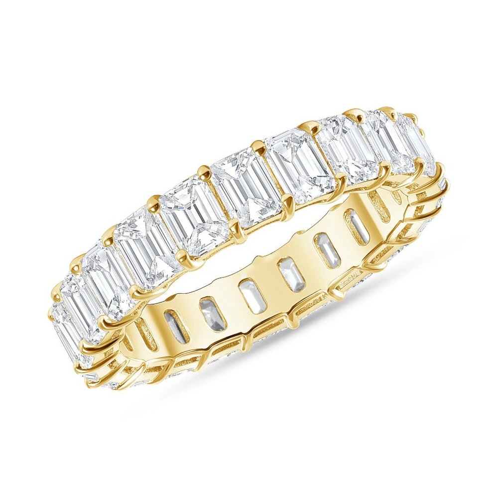 Emerald Cut Diamond 14k (or 18k upon request) Gold Eternity Wedding Band Ring